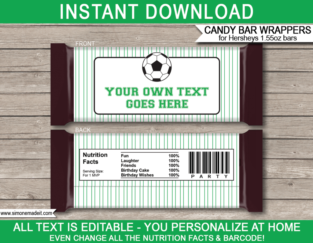 Printable Hershey Candy Bar Wrapper Template Free