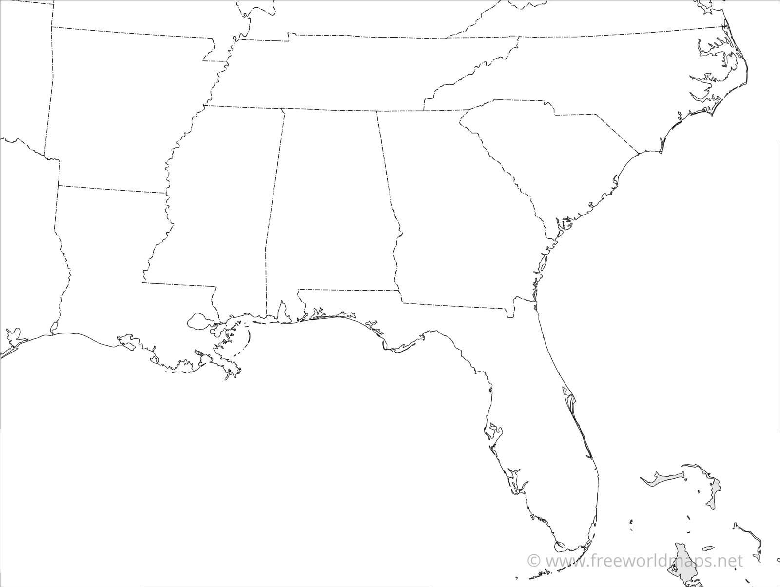 Free Printable Blank Southeast Region Map Free Printable Templates