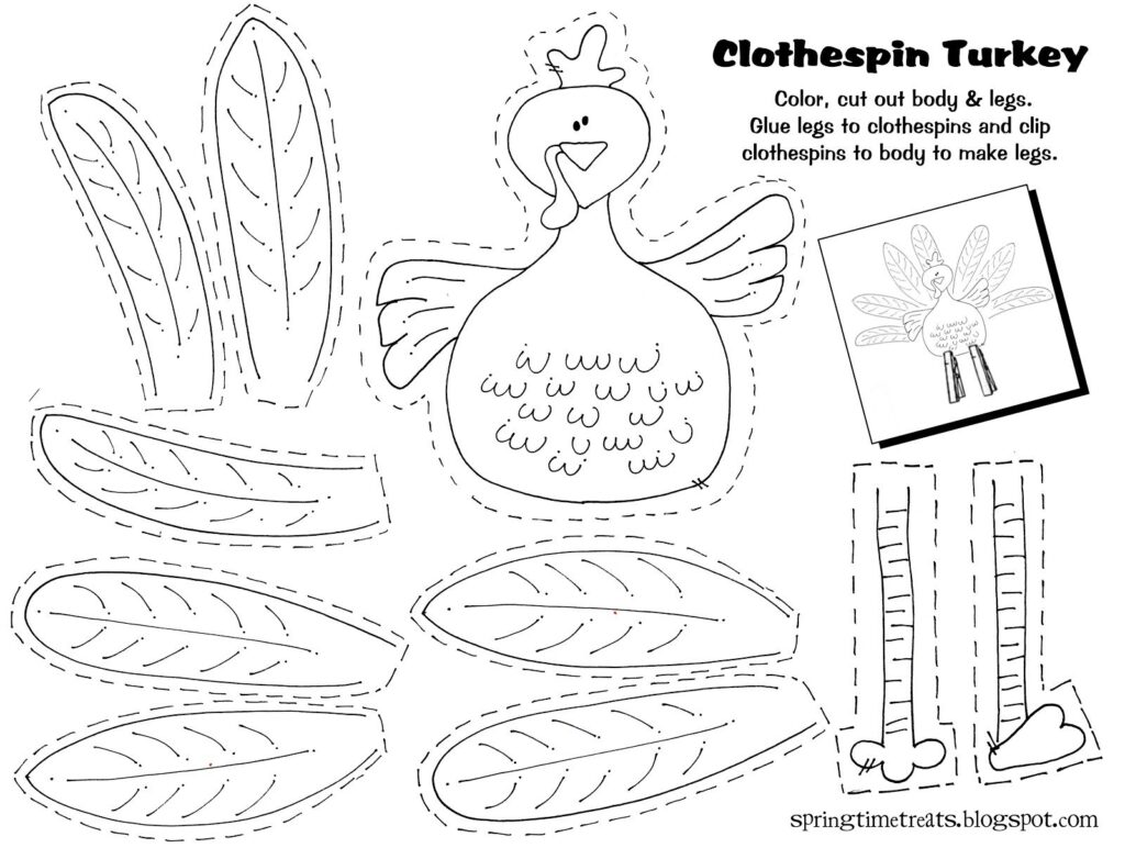 Spring Time Treats Clothespin Turkey Thanksgiving Kids Printable Thanksgiving Crafts Thanksgiving Art