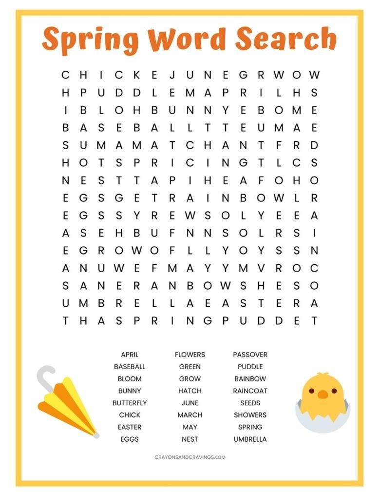 Spring Word Search Printable Spring Word Search Spring Words Word Puzzles For Kids