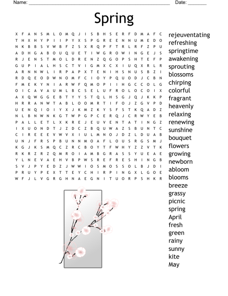 Spring Word Searches Free Printable