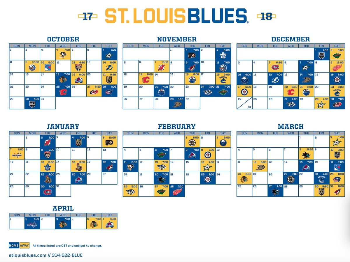 St Louis Blues Schedule Printable Free Printable Templates