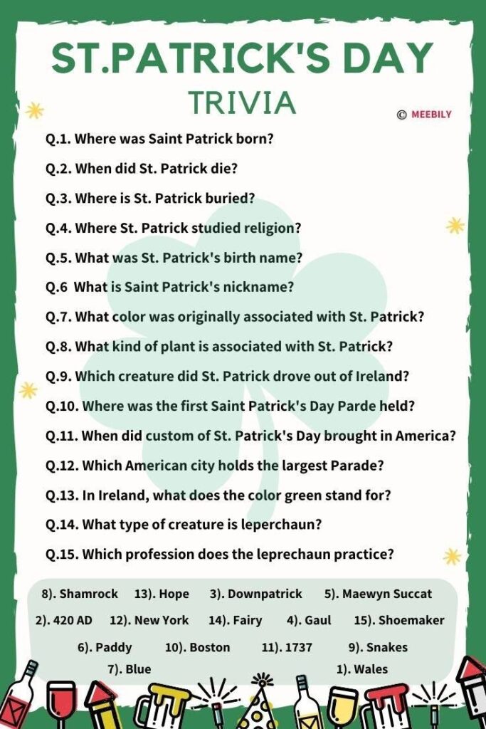 St Patrick s Day Trivia Questions Answers St Patrick s Day Trivia St Patrick St Patrick s Day Games