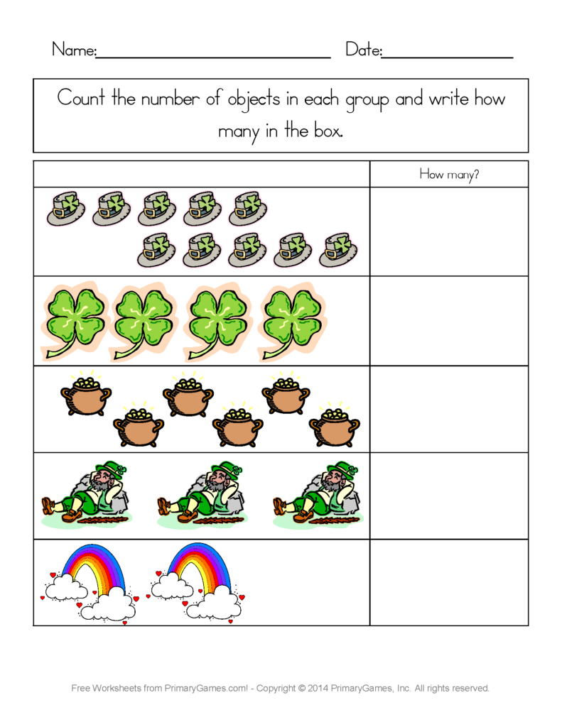 St Patrick s Day Worksheets St Patrick s Day Counting Practice Free Online Games At PrimaryGames
