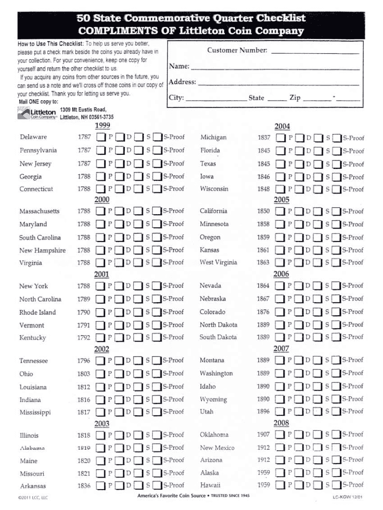 State Quarters Checklist Fill Out Sign Online DocHub