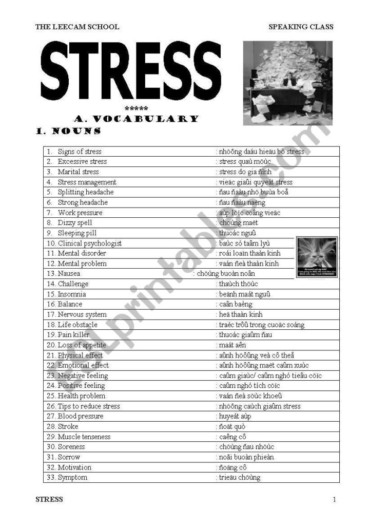 Stress ESL Worksheet By Jennifer1082