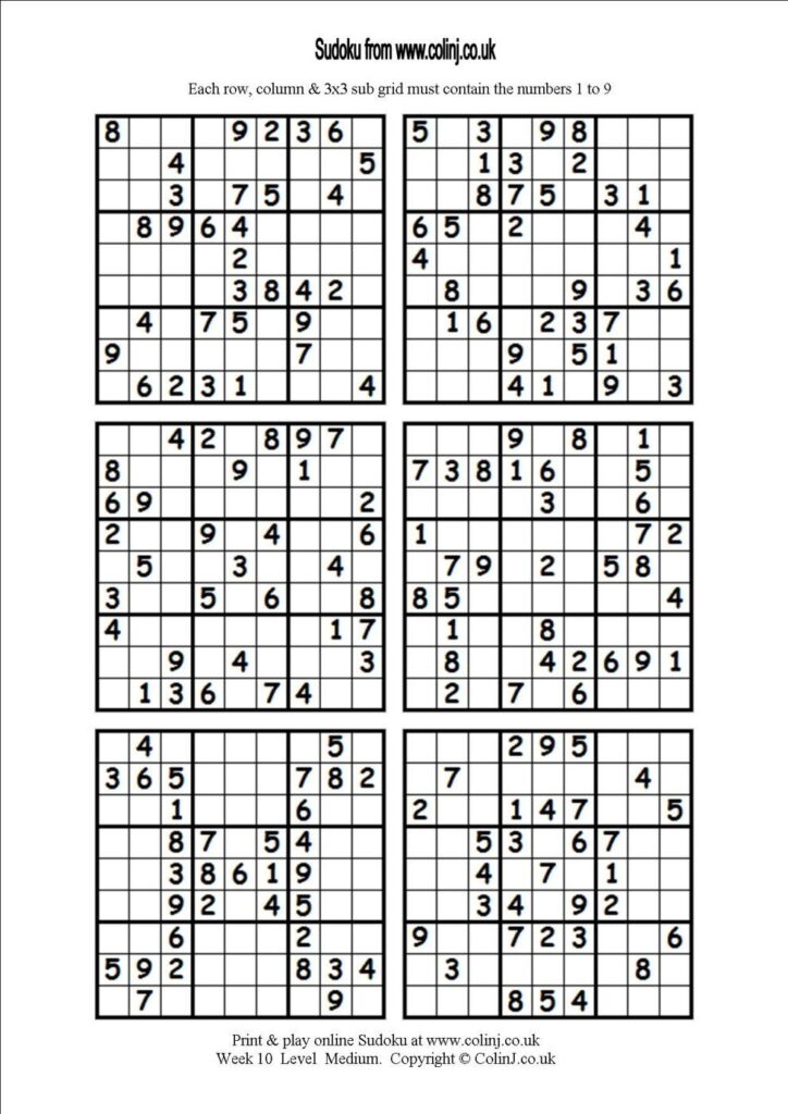 Sudoku Print 6 Per Page Printable Puzzles Sudoku Printable Sudoku Puzzles