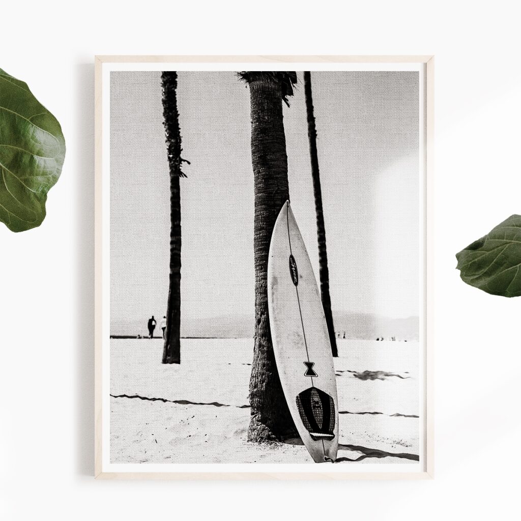 Surfboard Palm Tree Ocean Nautical And Beach Photography Modern Printable Wall Art Free Download Art Of Printable