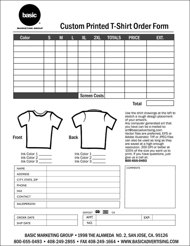 T Shirt Order Template Off 61 Www spotsclick