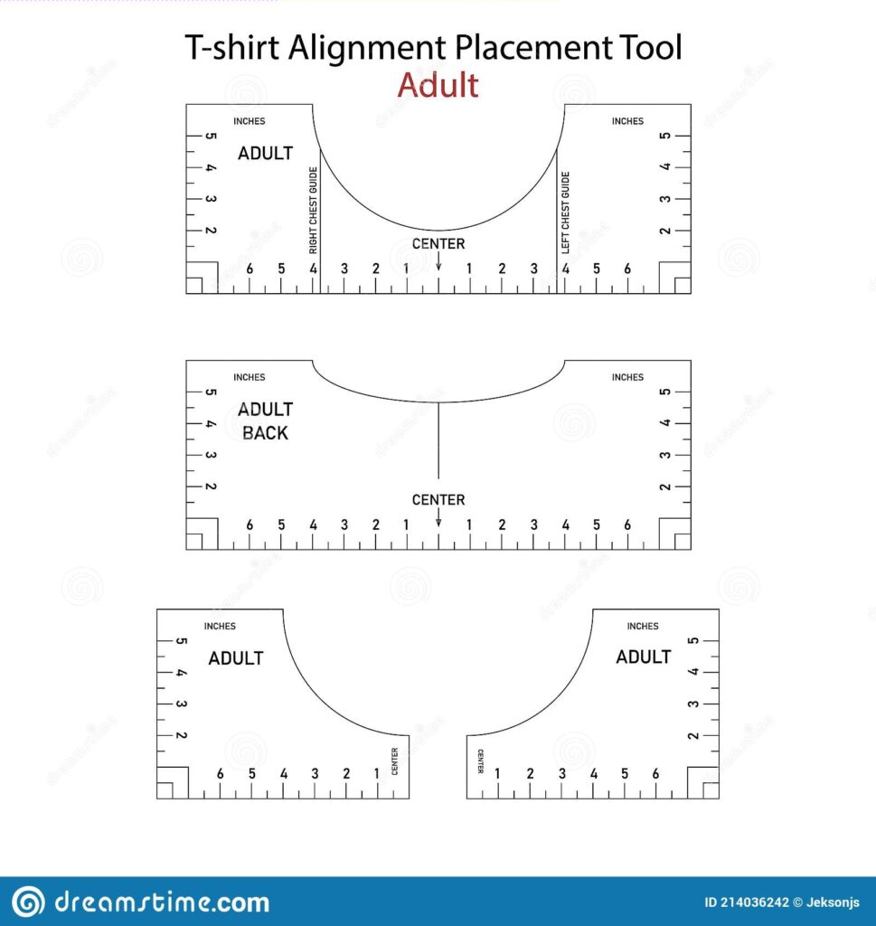 T Shirt Ruler Vector Bundle T shirt Alignment Placement Tool Adult Front Back Left And Right Sides Stock Vector Illustration Of Isolated Right 214036242