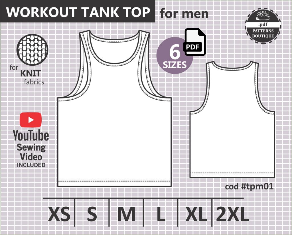 TANK TOP For MEN Pdf Sewing Pattern Workout Tank Top 6 Etsy de