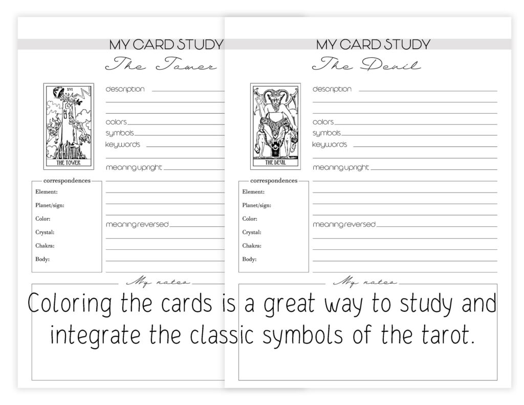 Tarot Journal Tarot Card Study Sheets Printable Pages 78 Etsy Learning Tarot Cards Tarot Tarot Learning