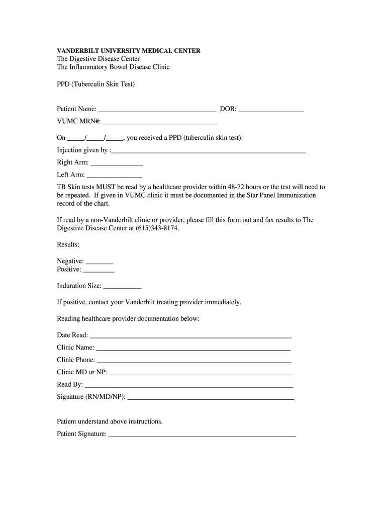 Tb Skin Test Form Fill Online Printable Fillable Blank PdfFiller