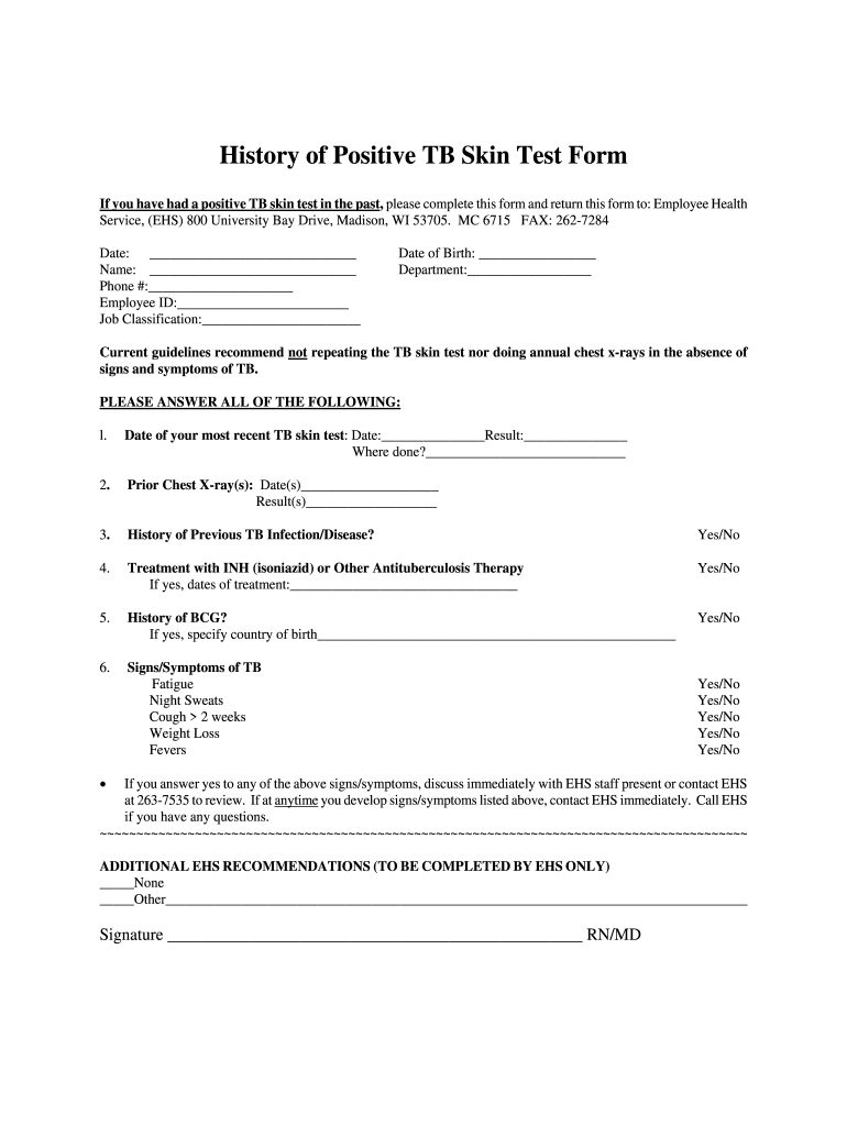 Tb Test Results Form Fill Online Printable Fillable Blank PdfFiller