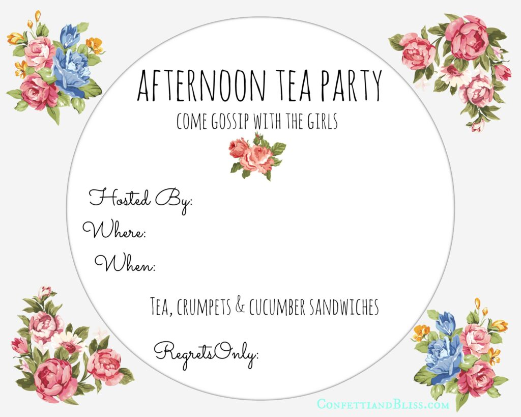 Tea Party Invite Printable Confetti Bliss