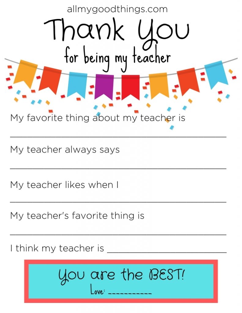 Teacher Appreciation Free Printable