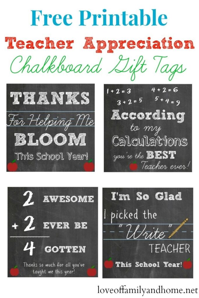 Teacher Appreciation Free Printable Tags