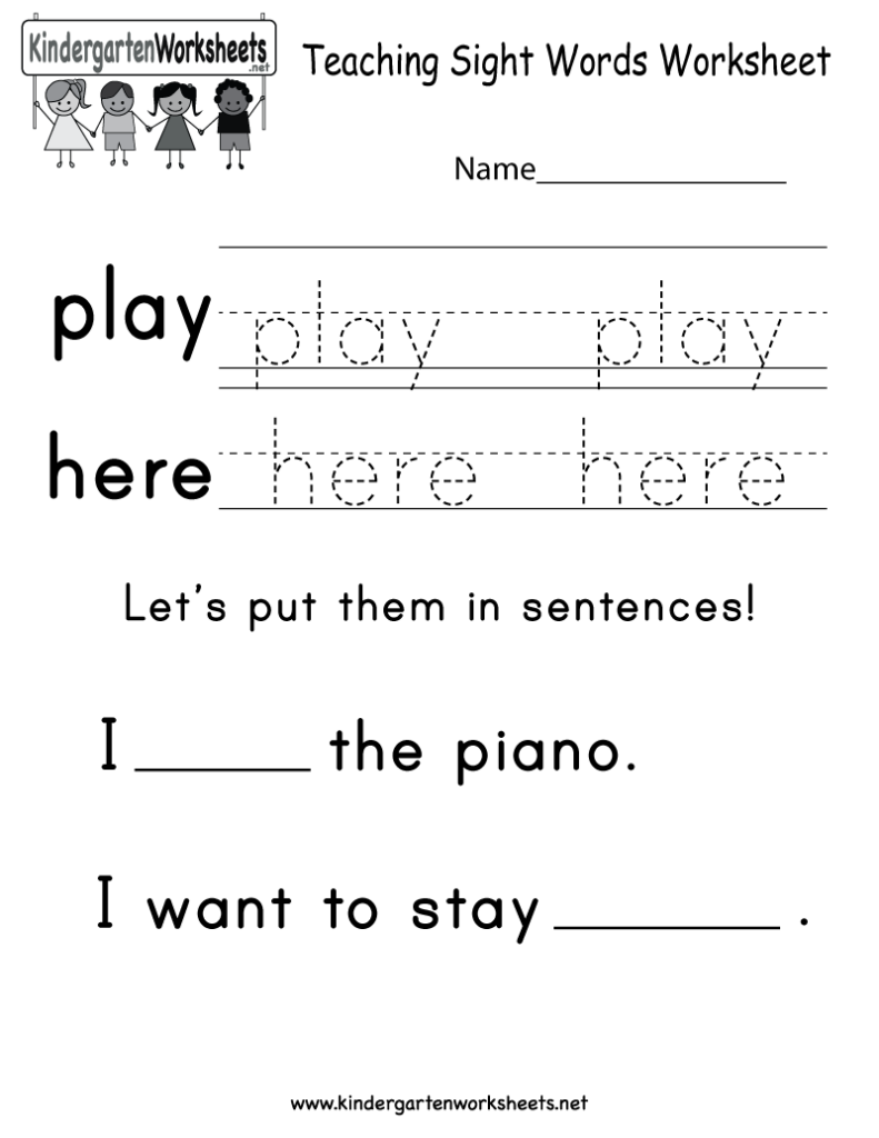 Kindergarten Sight Words Printables Free