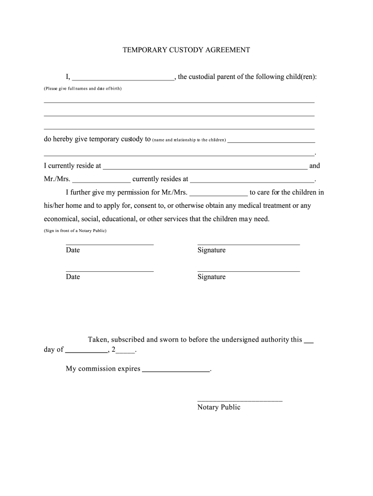 Temporary Guardianship Form Fill Online Printable Fillable Blank PdfFiller