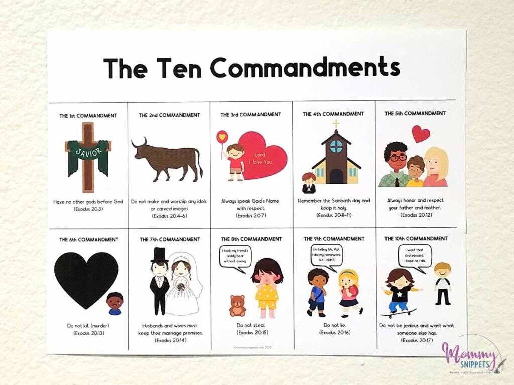 Ten Commandments For Kids Simple 10 Commandments Printable