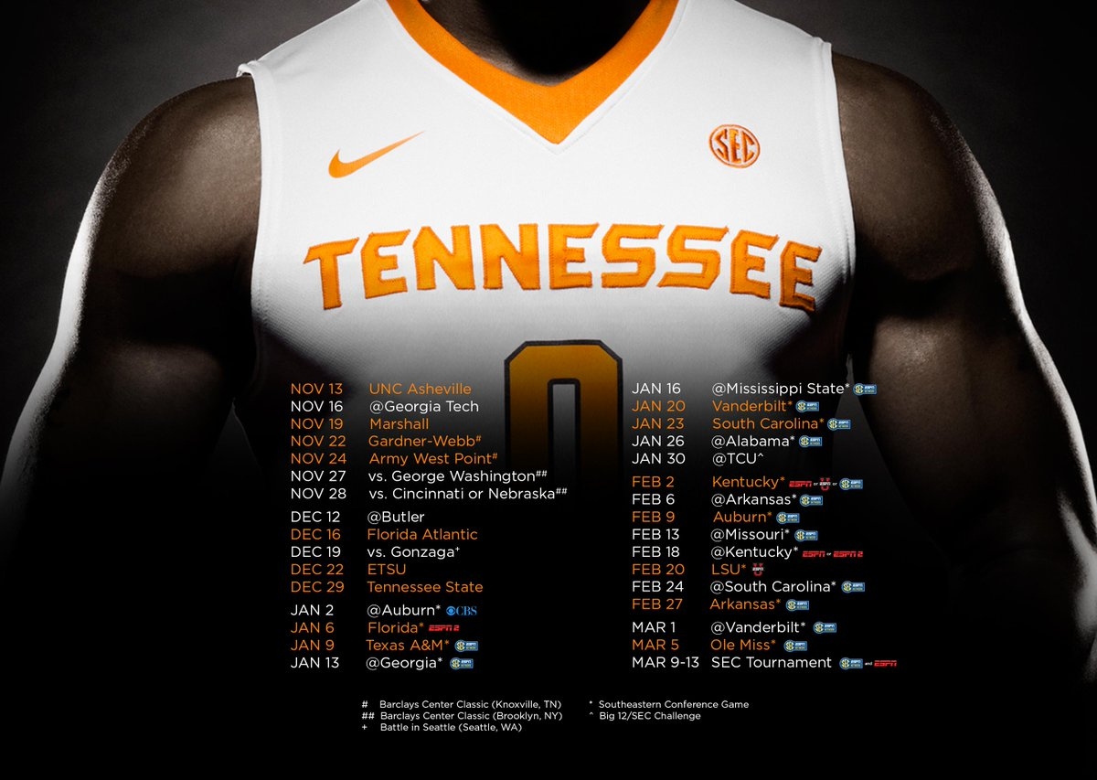 Printable Tennessee Basketball Schedule