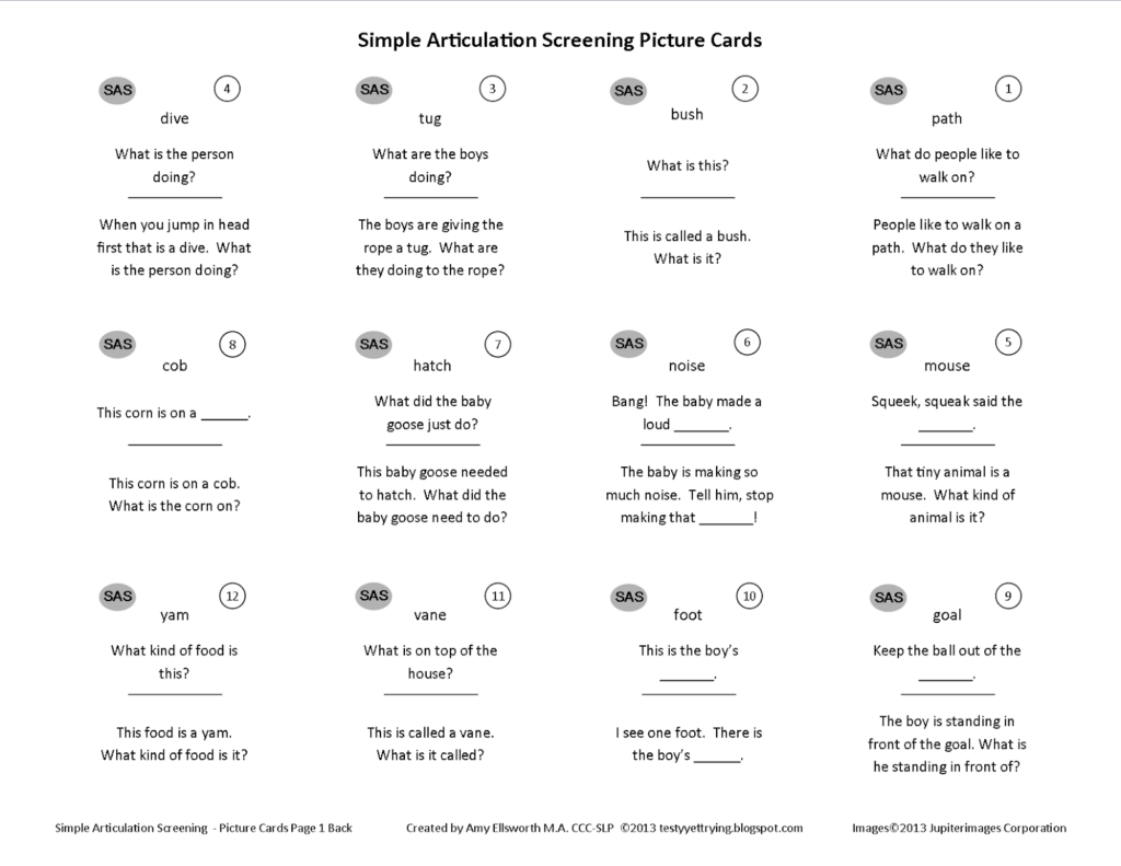 Testy Yet Trying Free Simple Articulation Screening Tool