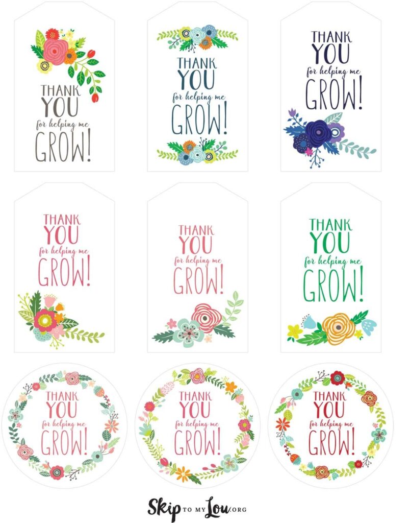Thank You For Helping Me Grow Tags Teacher Gift Tags Thank You Teacher Gifts Free Printable Gift Tags