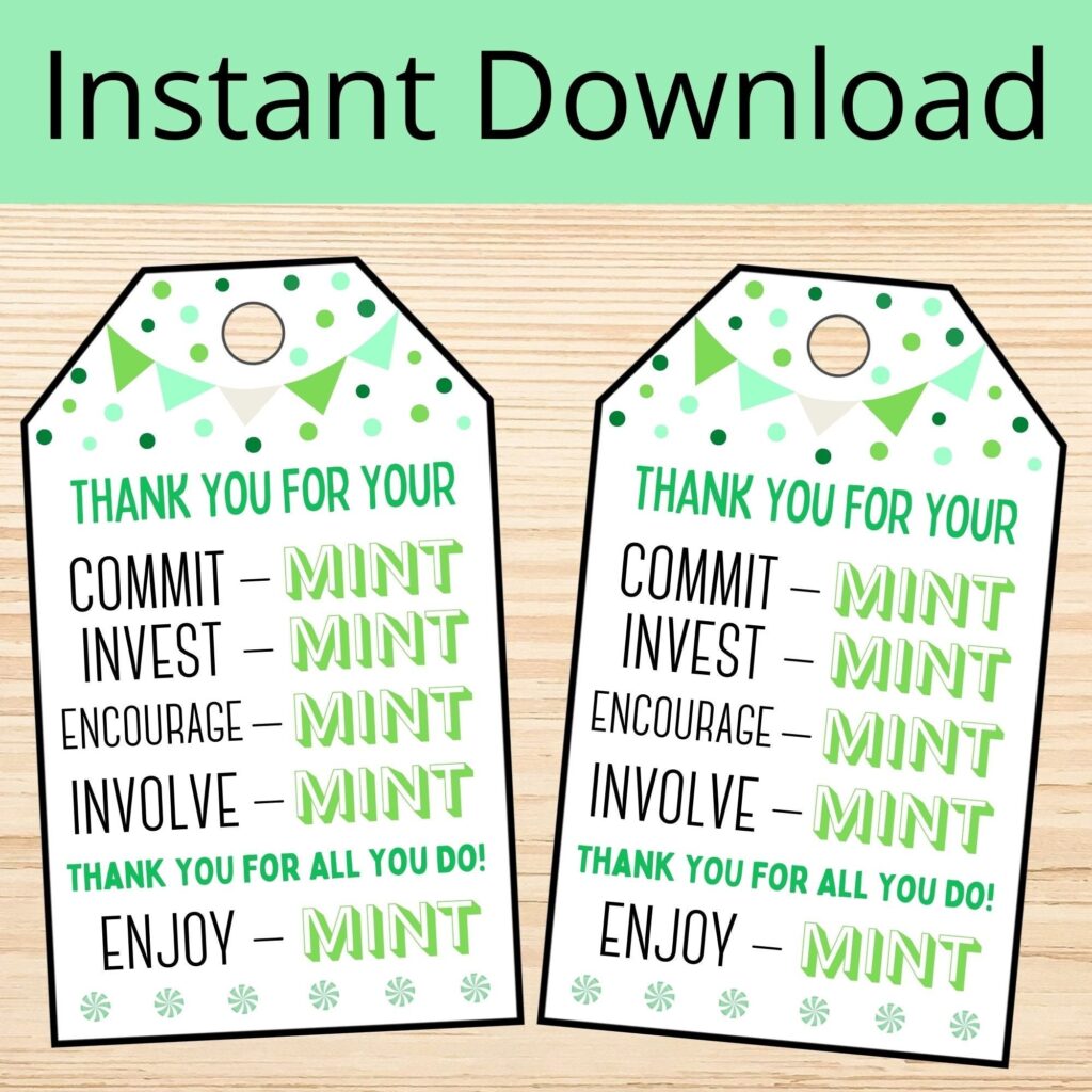 Thank You For Your Commit Mint Free Printable Free Printable Templates