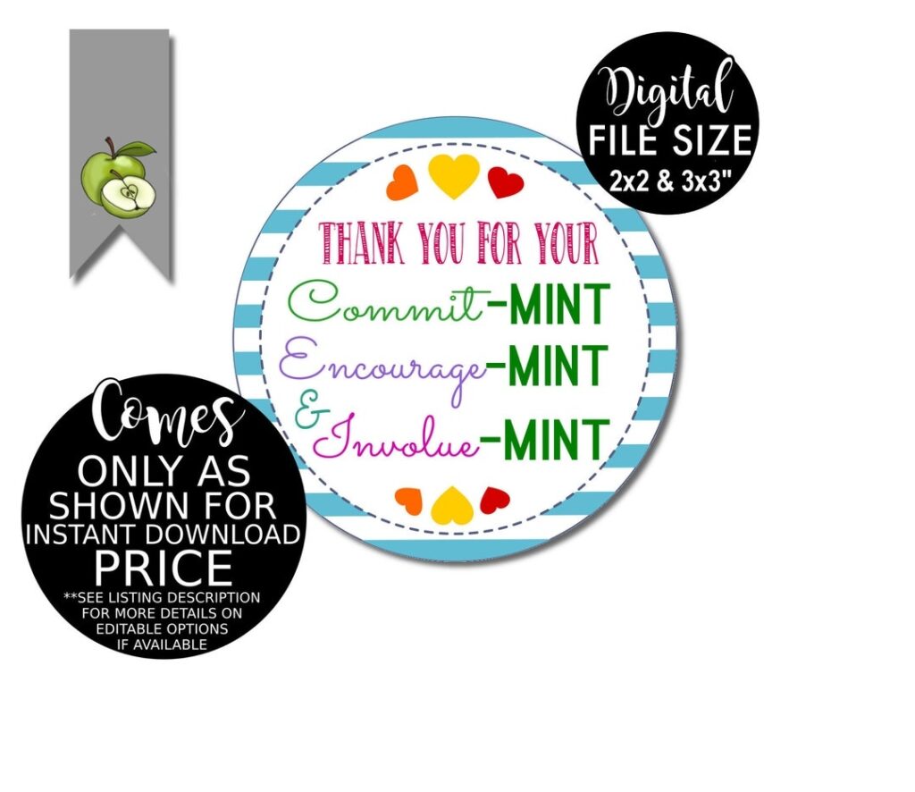 Thank You For Your Commitment Gift Tag Boss Mint Gift Tag Etsy
