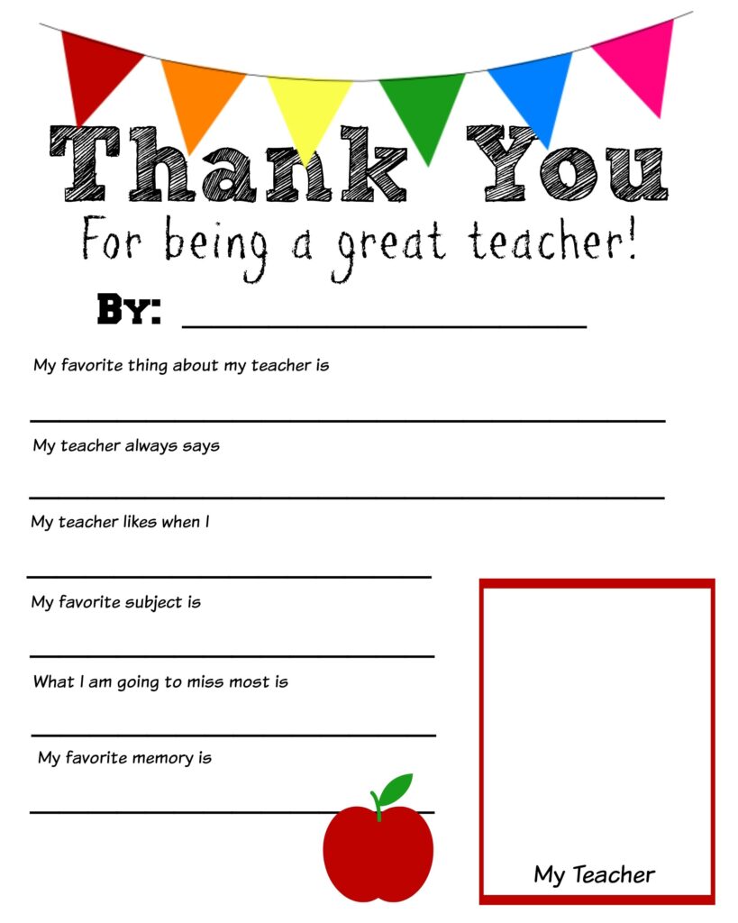 Teacher Appreciation Free Printables