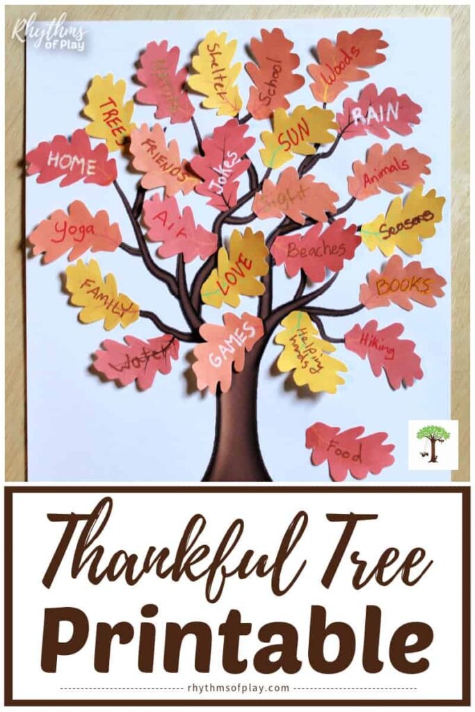 Thankful Tree Printable With Gratitude Leaves Rhythms Of Play