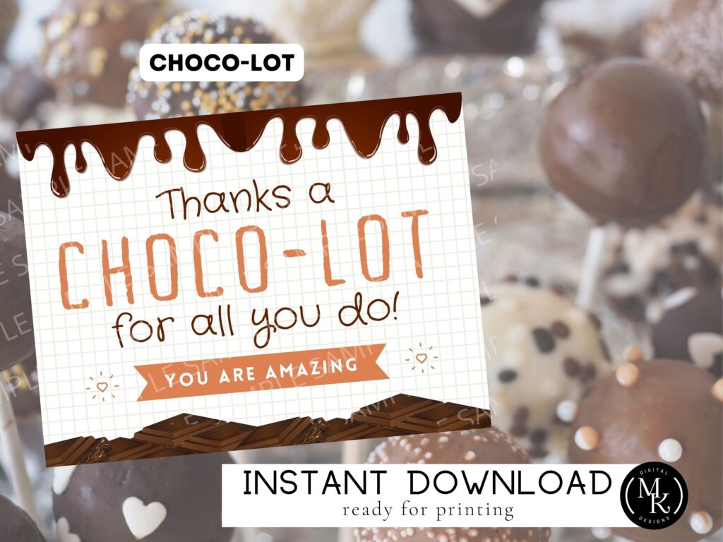 Thanks A CHOCO LOT For All You Do Chocolate Tag Teacher Etsy