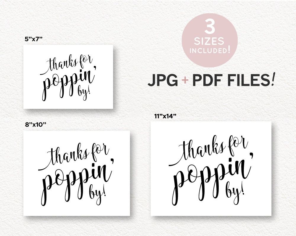 Thanks For Popping By Printable Sign Baby Shower Popcorn Etsy Printable Signs Diy Party Planner Baby Shower Popcorn