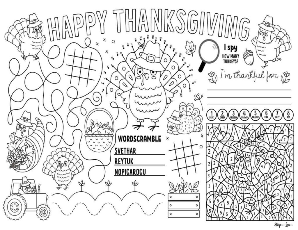 Thanksgiving Placemats Skip To My Lou