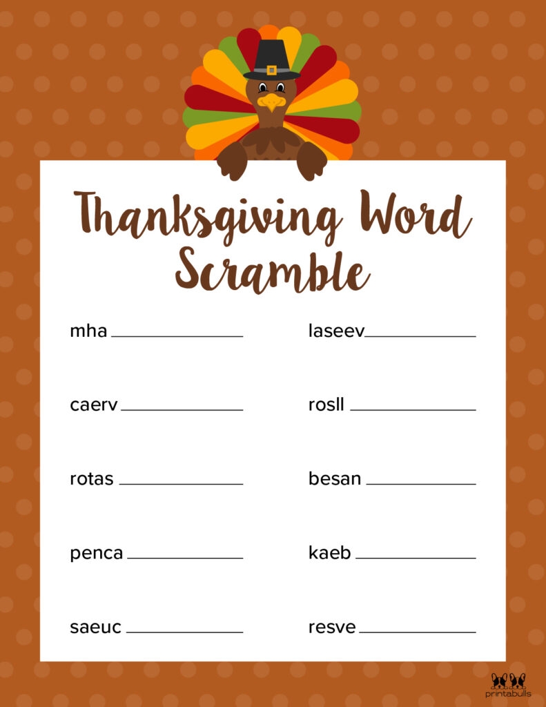 Thanksgiving Word Scrambles 10 FREE Printables Printabulls