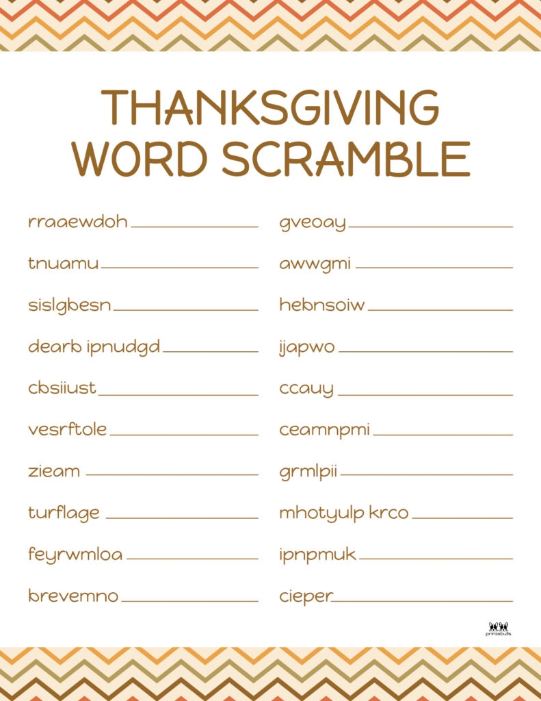 Thanksgiving Word Scrambles 10 FREE Printables Printabulls