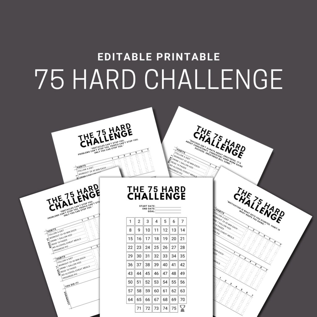 The 75 Hard Challenge Printable Checklist Editable And Etsy de