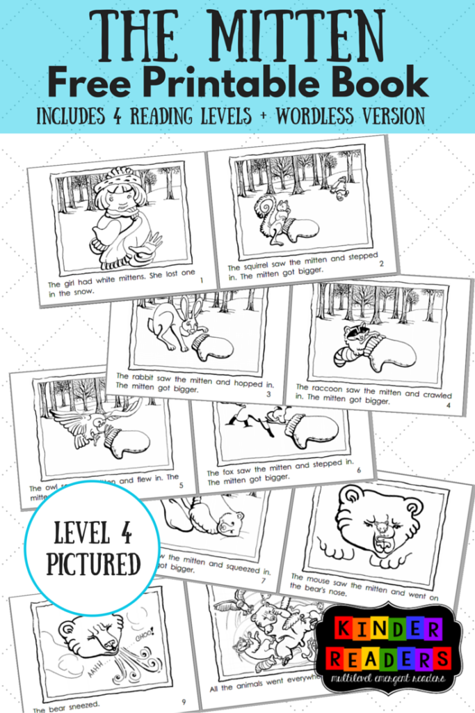 The Mitten Multilevel KinderReaders Printable Book A To Z Teacher Stuff Printable Pages And Worksheets