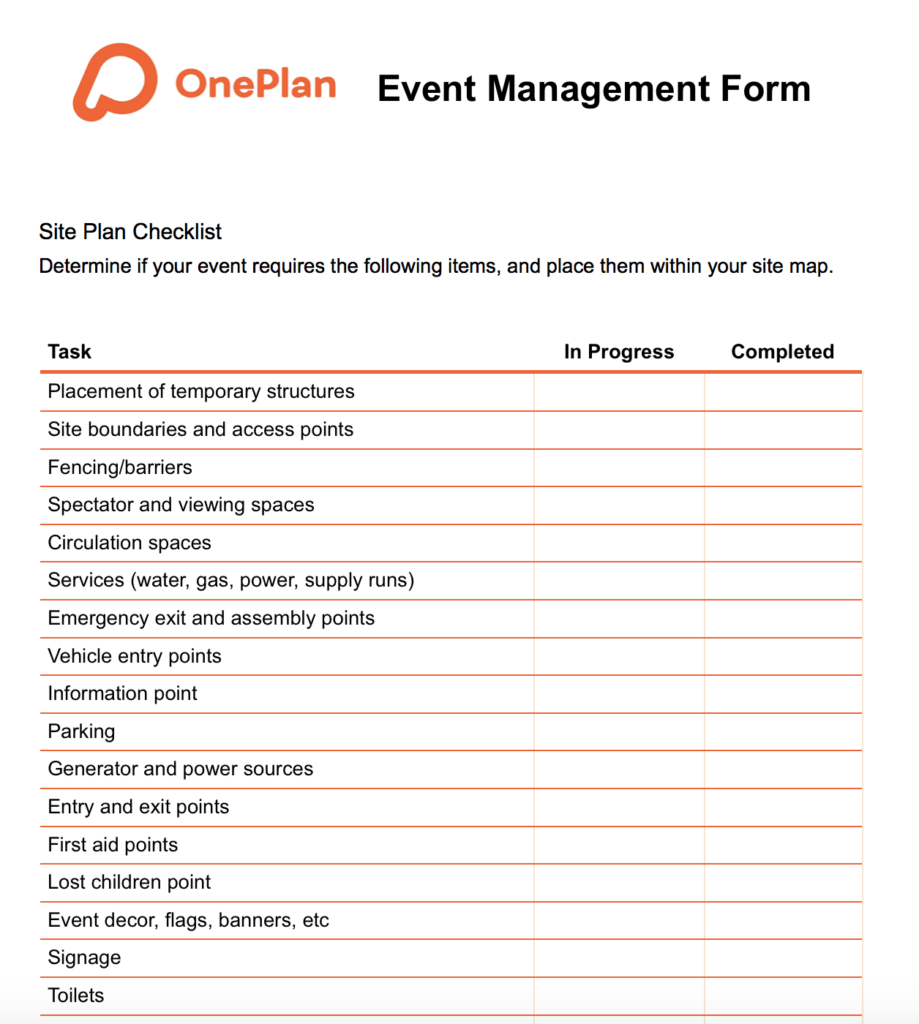 Printable Free Event Planning Template