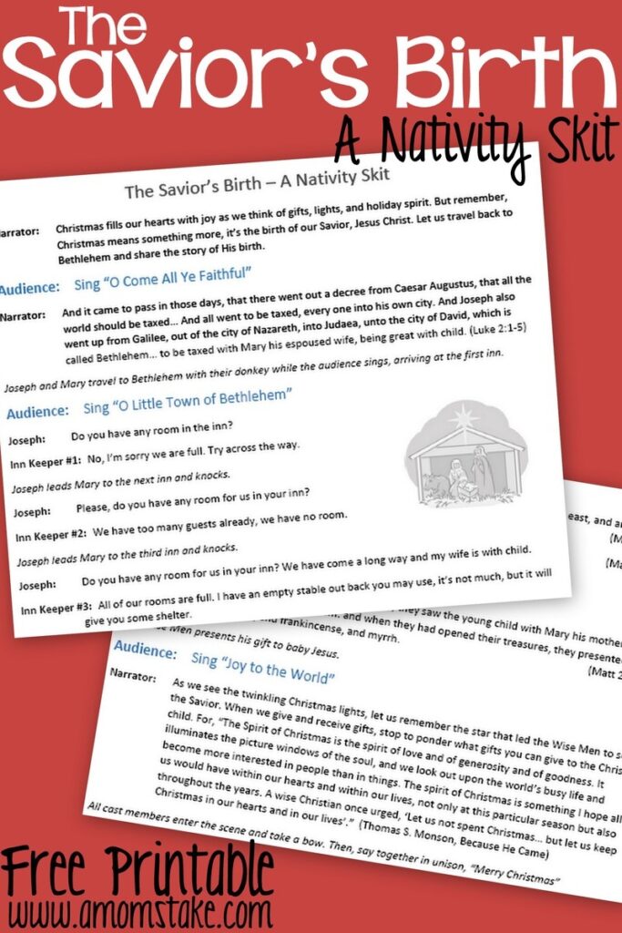 The Savior s Birth A Nativity Skit Script With Music Free Printable A Mom s Take