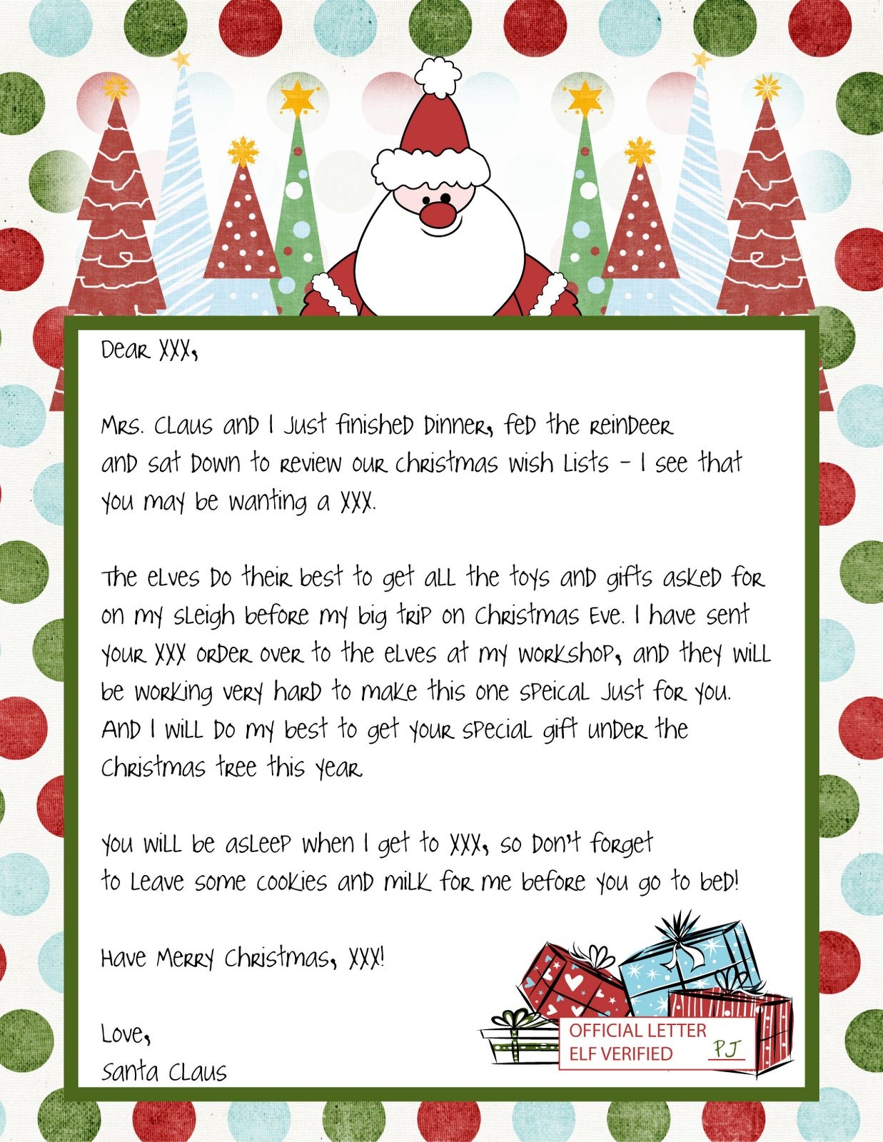 Personalized Free Printable Fill In Blank Letter From Santa Template ...