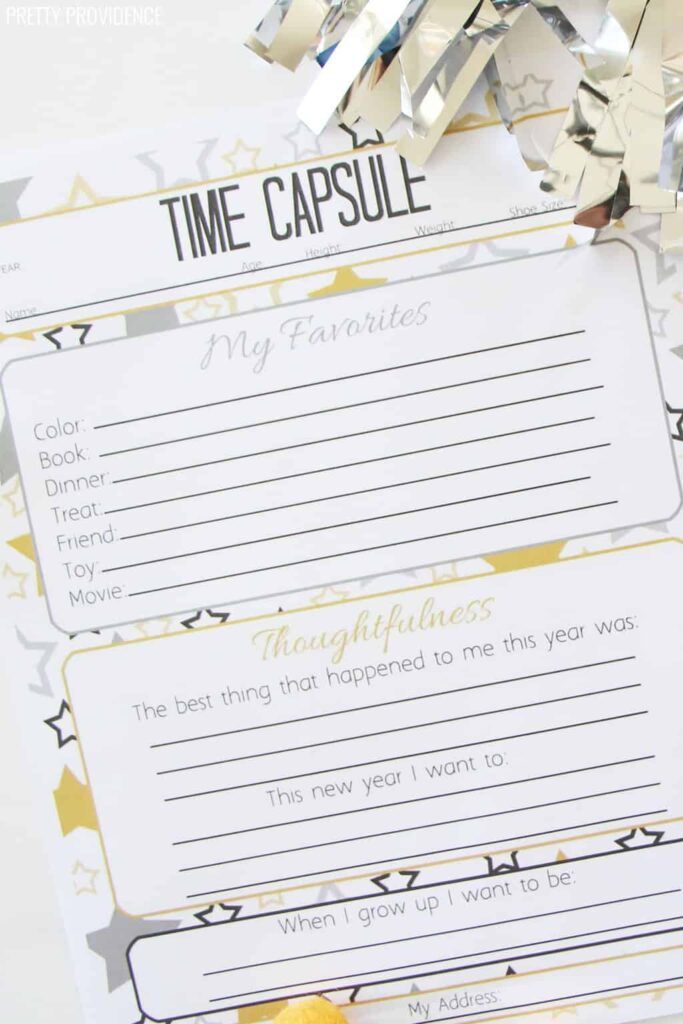 Time Capsule Questions Printable New Years Activities For Kids
