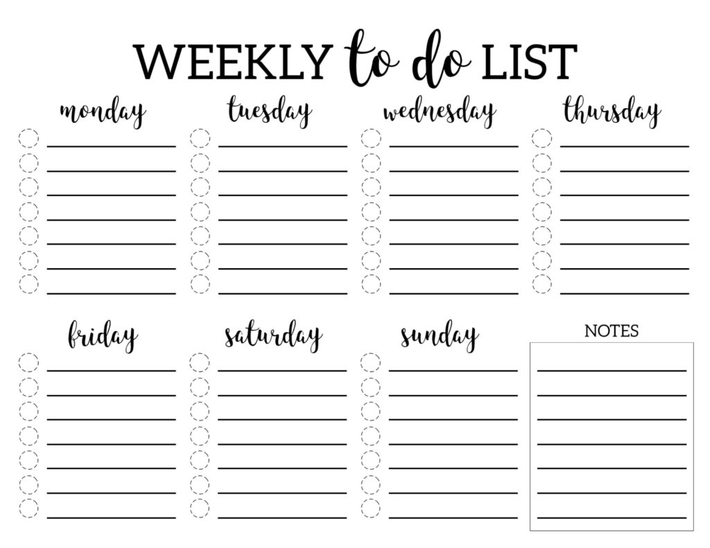 To Do Liste To Do Lists Printable Weekly Planner Template Checklist Template