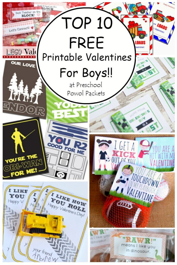 Top 10 FREE Printable Valentines Cards For Boys Preschool Powol Packets