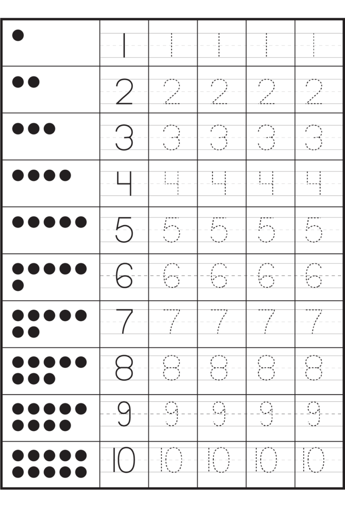 Trace Numbers 1-10 Free Printable