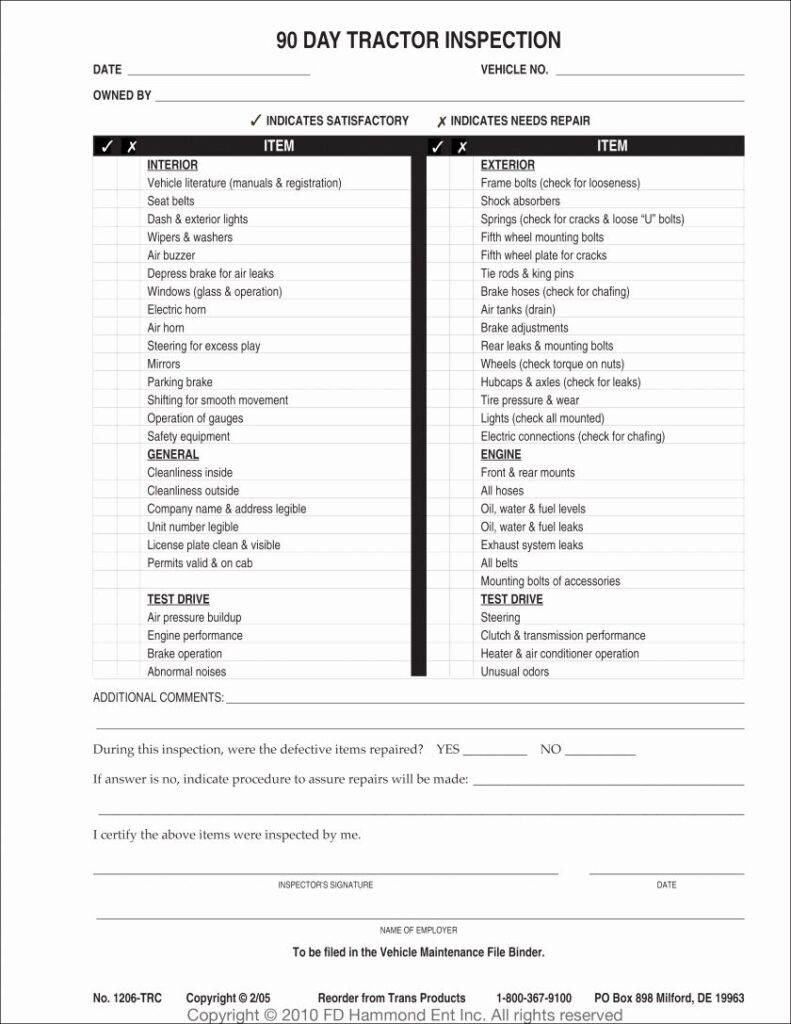 Trailer Inspection Form Template Inspirational Report Trailer Inspection Forme Preventive Maintenan Checklist Template Inspection Checklist Financial Checklist