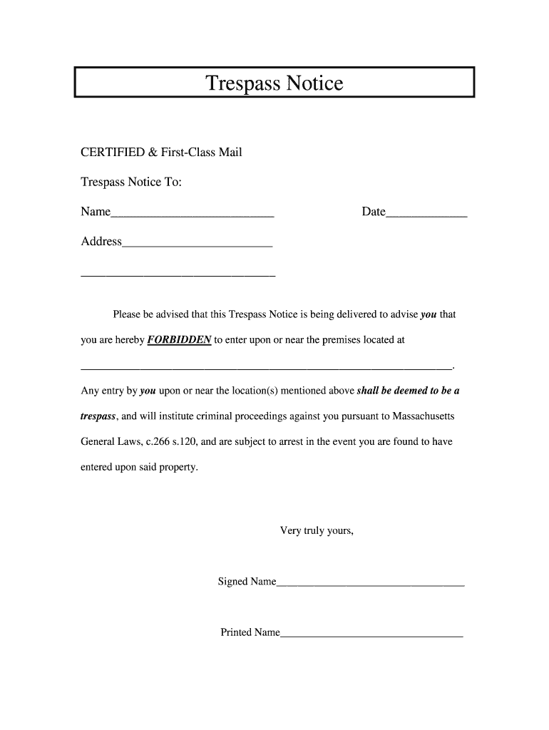 Trepassing Template Fill Out Sign Online DocHub