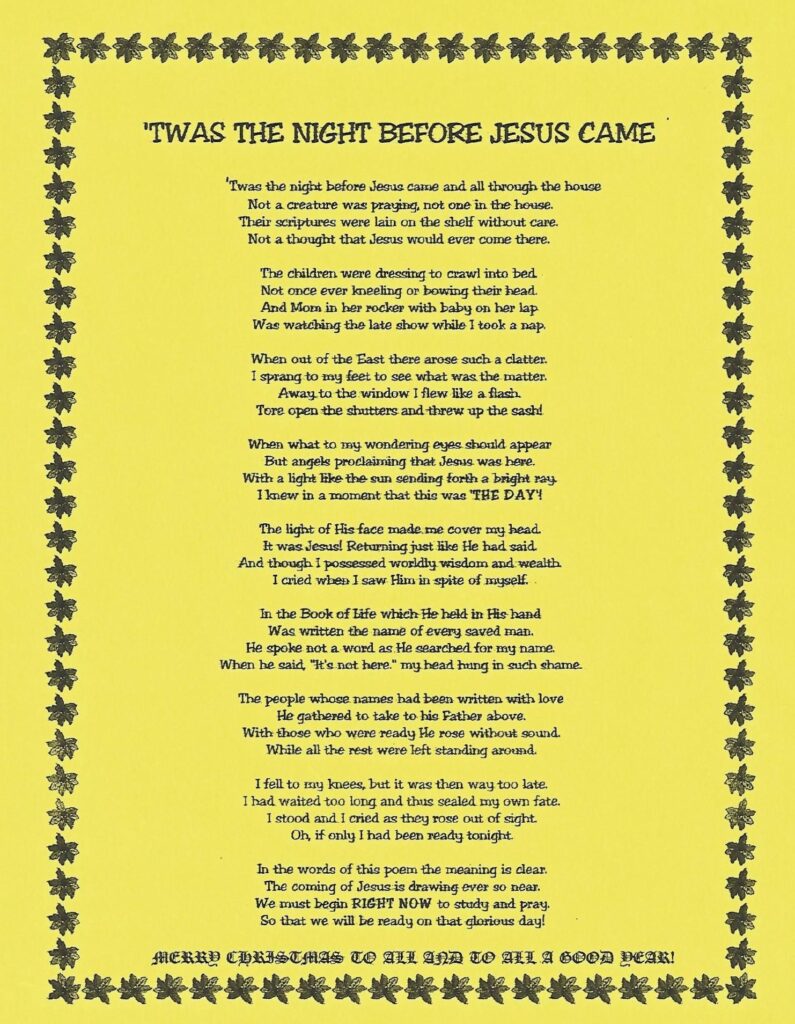 Twas The Night Before Jesus Came Christmas Poems Christian Christmas Christmas Traditions