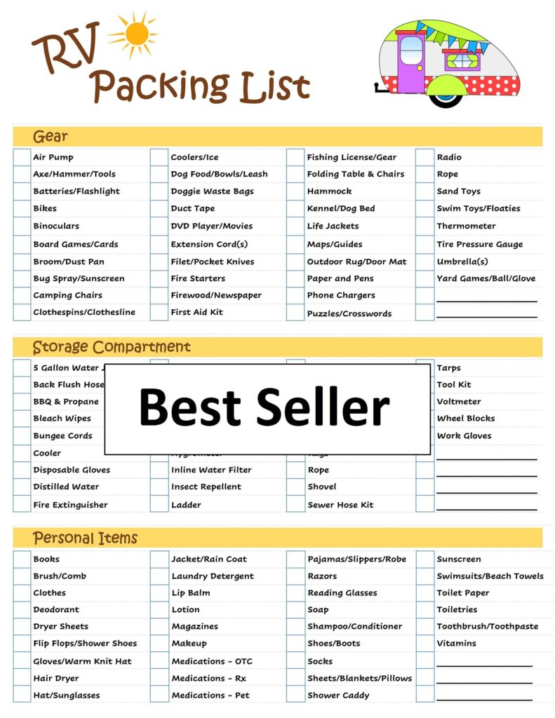 Ultimate RV Packing List Checklist Digital Download Etsy de