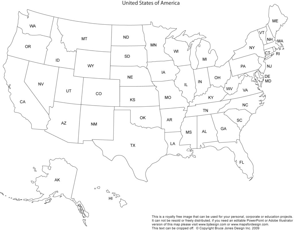 Map Of The United States Free Printable